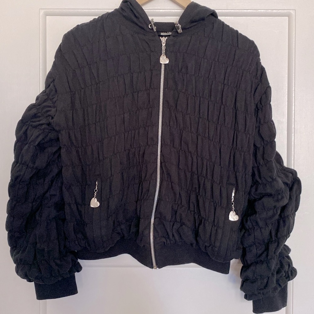 Love Moschino puffer zip front hoodie